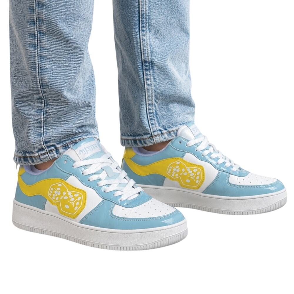 High Rollers 777 Dice Sneakers Men’s 6 Sky Blue Yellow Streetwear